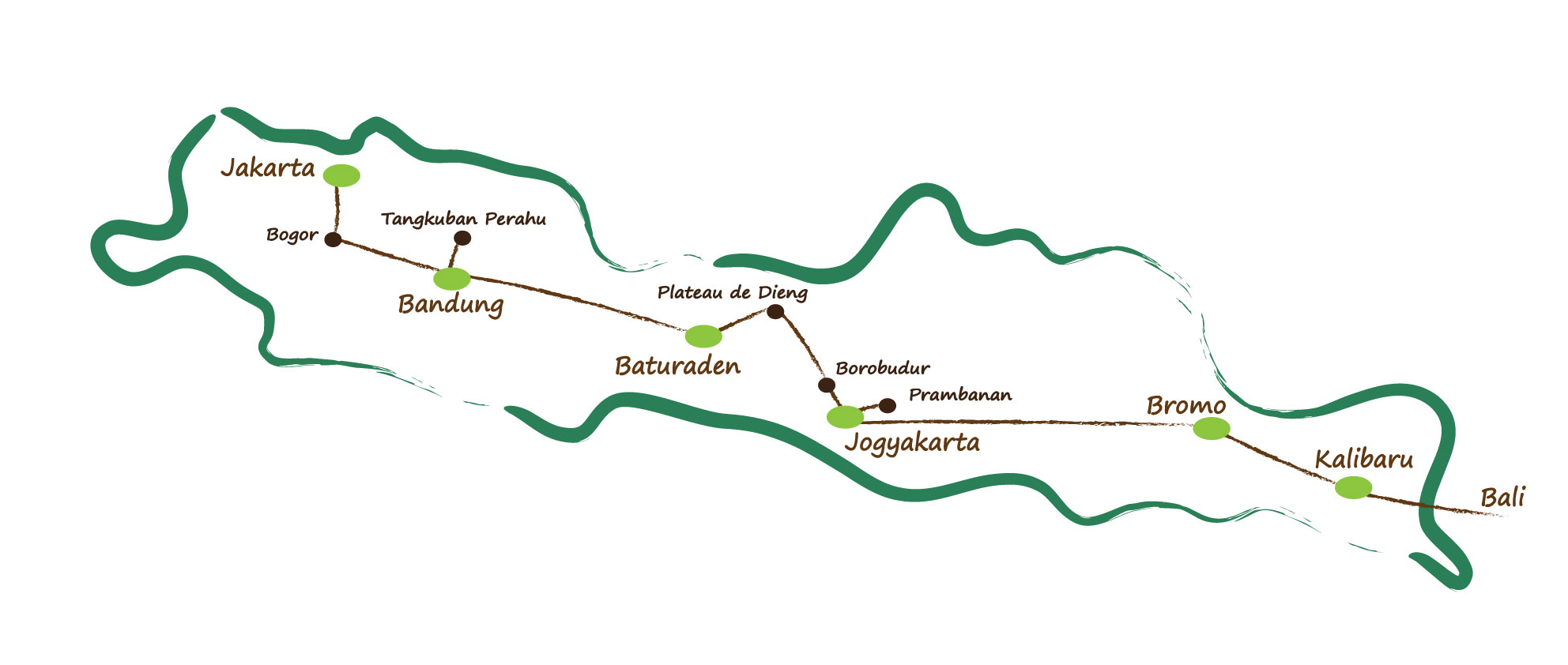 Carte voyage en circuit privé "Découverte de java"